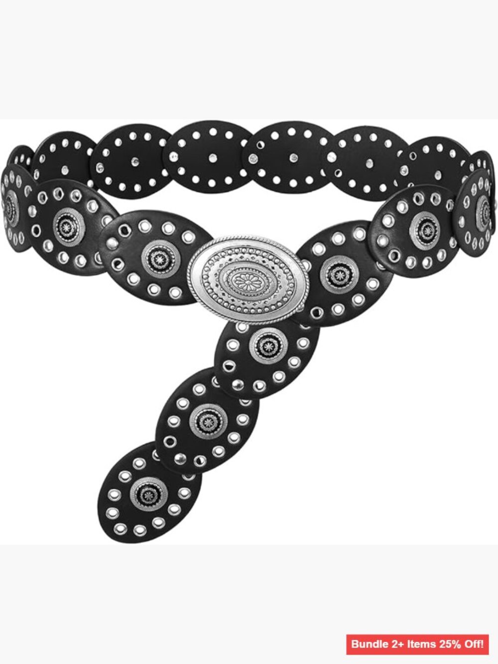 Western Disc Belt PU Leather Adjustable Buckle Vintage Style Accessory